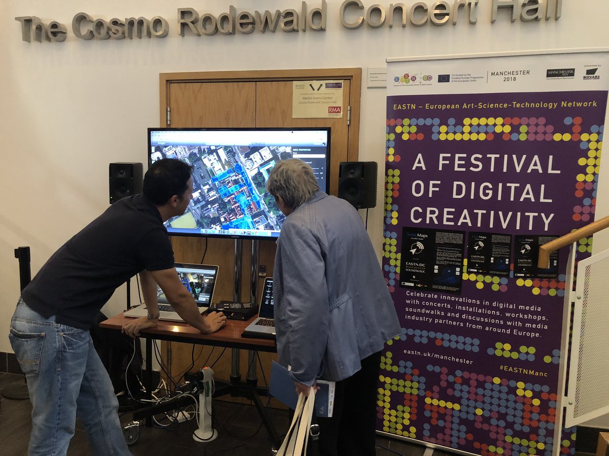 crhodes1992's tweet photo. Demonstrating #sonicmaps by @RecursiveArts at the annual #rma #rma2019 held at @MHCentre until Friday evening. Locative audio project involving a user-defined soundwalk experience. Novel experience not to be missed! https://t.co/dAqZW3VANJ