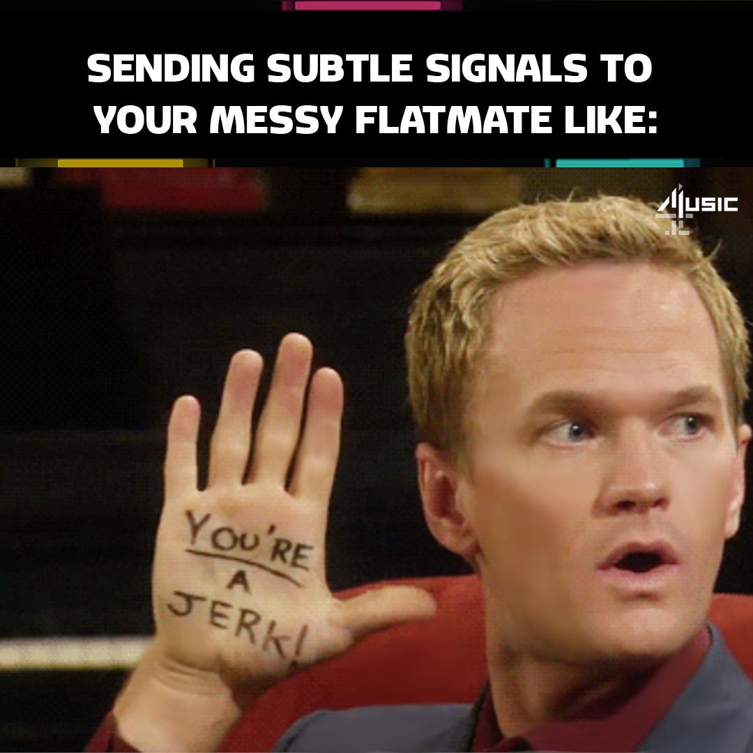 4Music's tweet photo. Who's off to uni? Get prepared. Bring a marker pen... โ๏ธ
#HIMYM #FlatmateProblems https://t.co/YB9oYytqn8