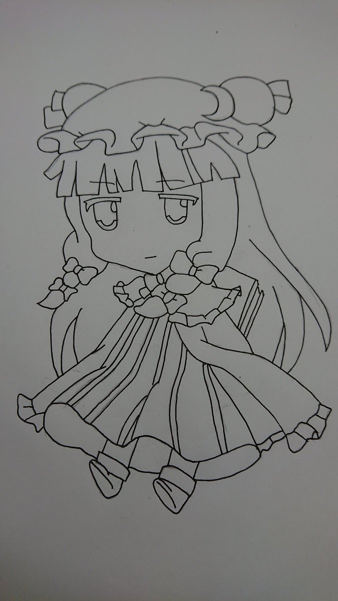 Hiro Negi39 東方ロストワード イラスト模写またやってみました 今回はパチュリーです 今回は最初から色塗りはアプリでしました