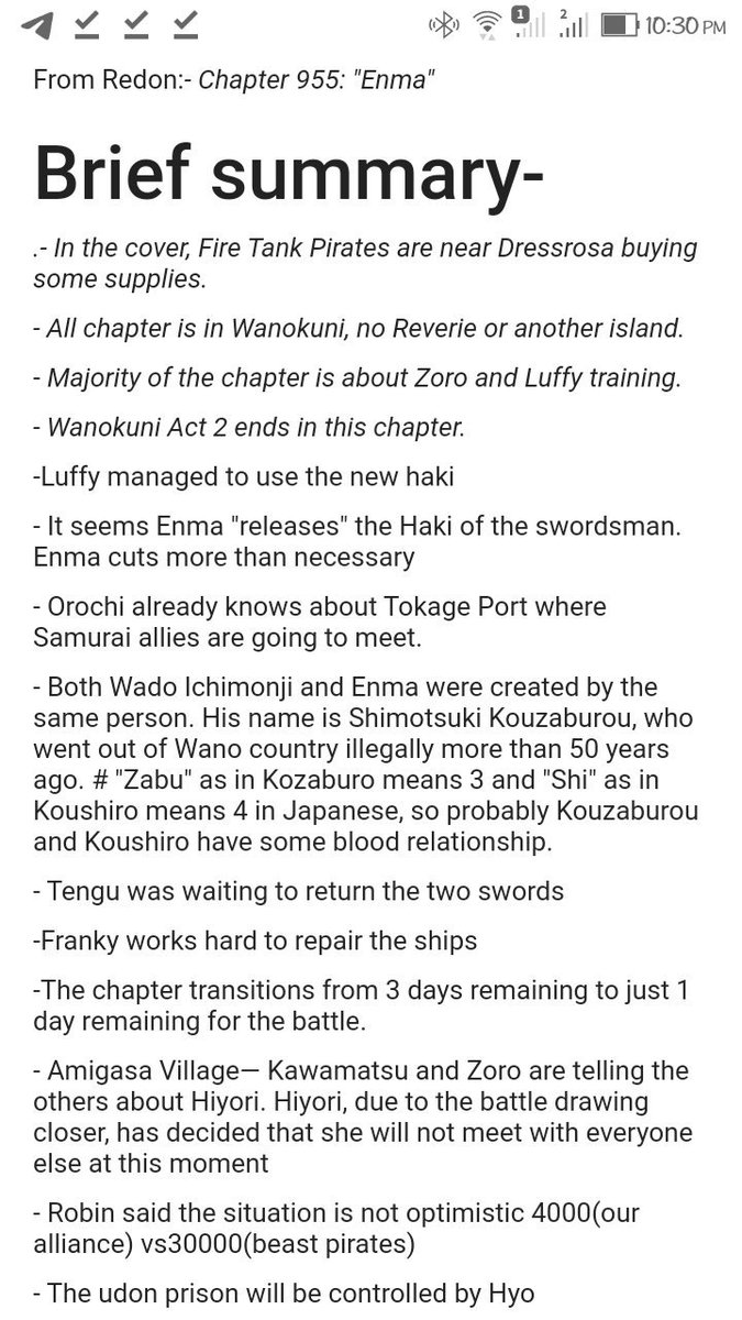 Feb One Piece Chapter 955 Spoilers Enma Onepiece955 Onepiece