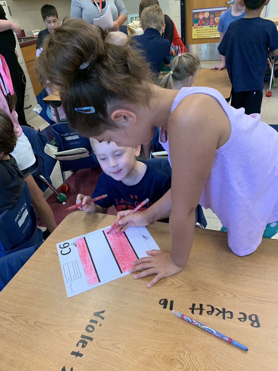 These kindies worked with their buddies in <a href="/MsParadyTatem/">Christina Parady</a> 2nd grade class today! In celebration of #PatriotsDay, we made an American Flag collaboration poster! #September11 #NeverForgotten <a href="/JFTatemES/">J. Fithian Tatem Elementary School</a> #tatemtigerpride <a href="/HaddonSchools/">Haddonfield Schools</a>