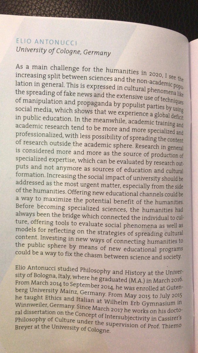 German_U15's tweet image. Elio Antonucci @UniCologne with a project on Ernst Cassirer ist next |#Humanities_2020