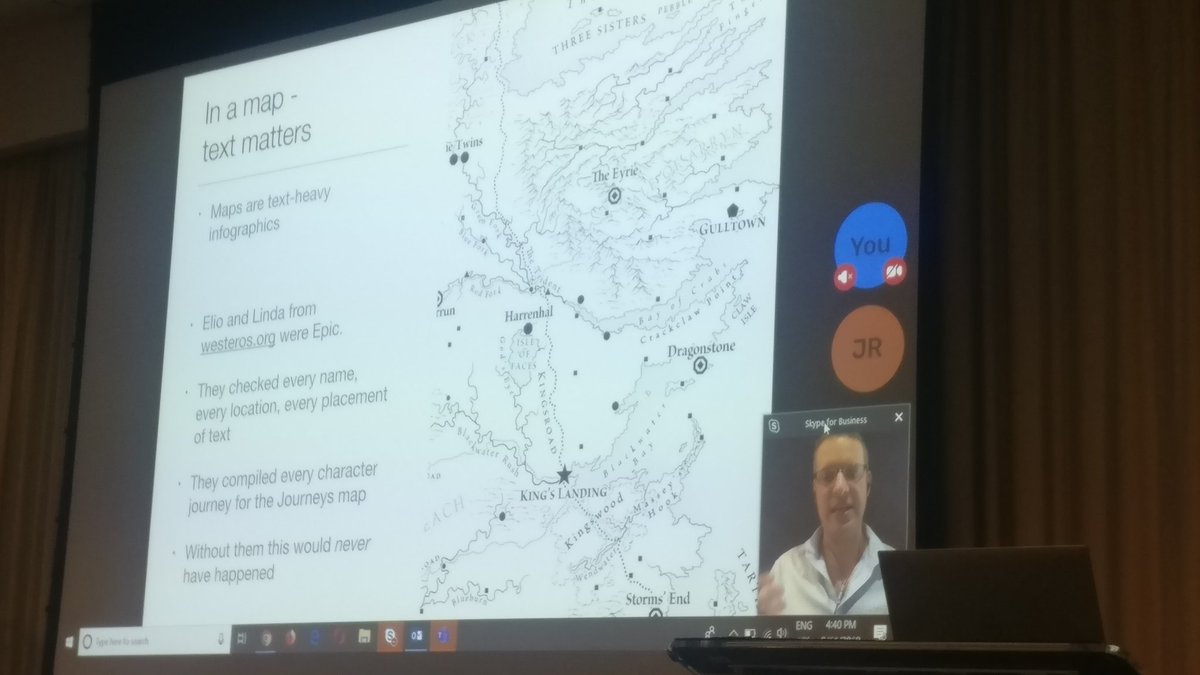ChrisWesson_UK's tweet image. Great #GOT map talk at @bcsweb #BetterMapping by @Fantasticmaps 
.. and the colour steps are still to come!