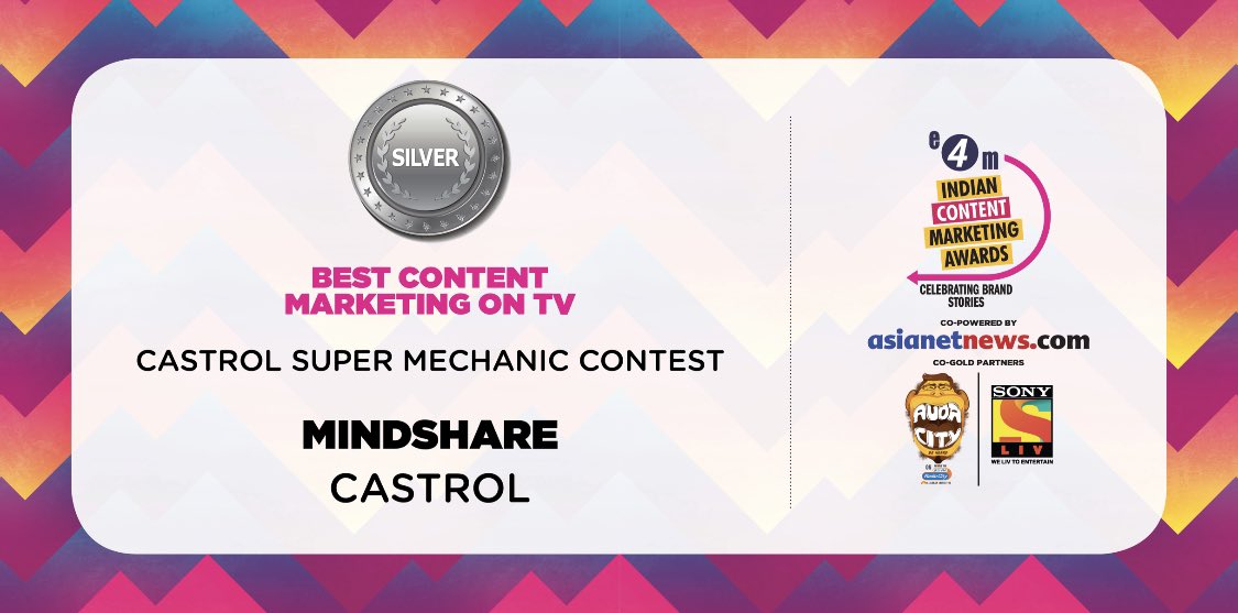 e4mevents's tweet photo. So pleased to see you accomplishing great things! Congratulations @Mindshare_In @Castrol_India @Castrol @apte_kedar #e4mICMA https://t.co/MoRZlS26ZN