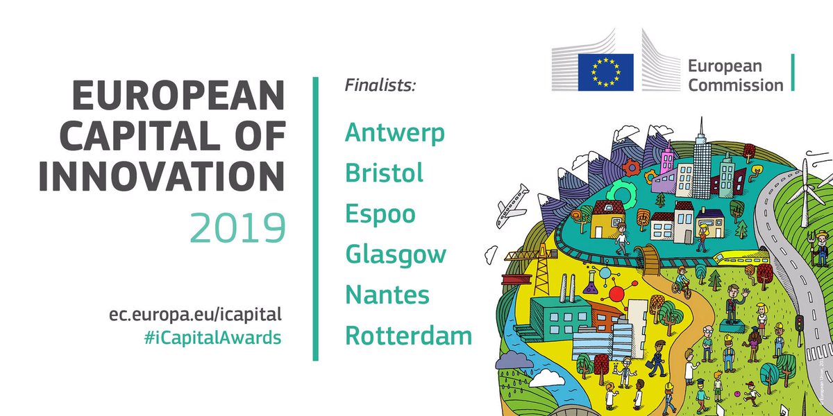 #iCapitalAwards 🇫🇷 #Nantes sélectionnée par la 
🇪🇺 Commission Européenne pour faire partie des 6 villes lauréates du prix Capitale Européenne de l'Innovation 2019 ! 👏 #RiDaysEU #Dialoguecitoyen #Nantestransitions