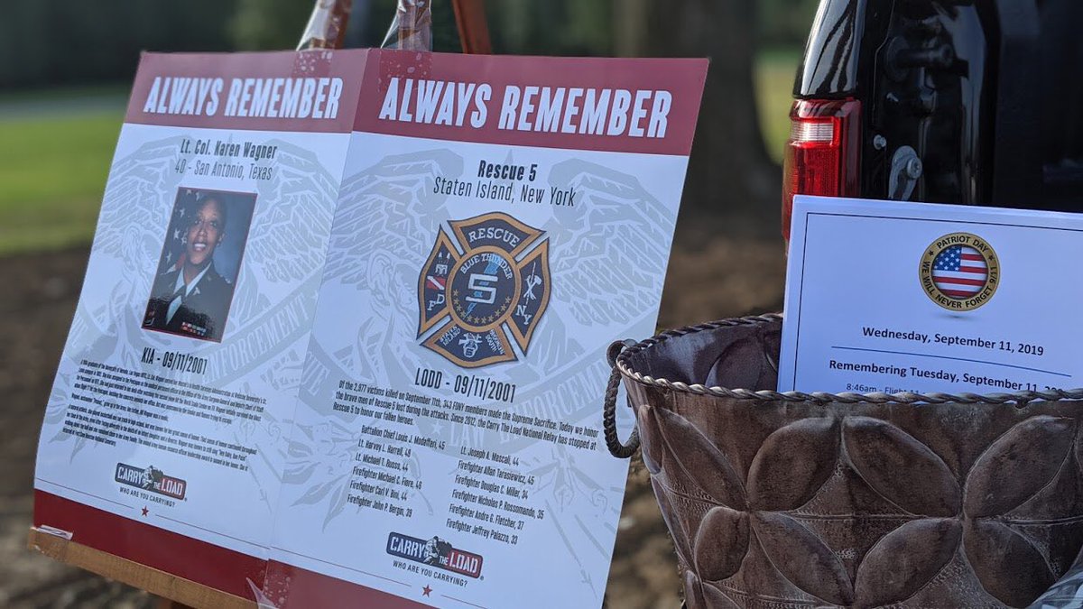 CarryTheLoad's tweet photo. Storyboards honoring heroes lost during the September 11th attacks on display at Washington Crossing @VANatCemeteries 🇺🇸📸 @YardleyMayor #CarryTheLoad #Honor911 https://t.co/luOHkRNW3Z