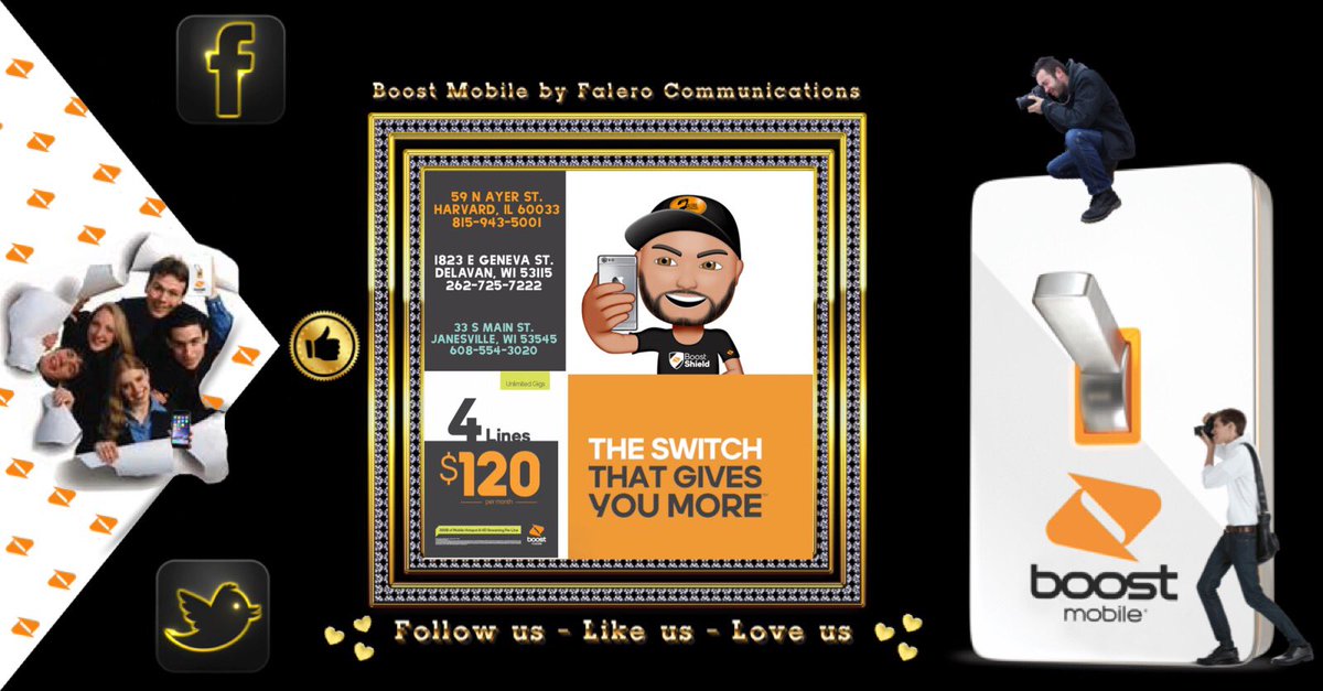 Want good prices and amazing deals? Come see us at our locations now ! @City_Janesville <a href="/delavan/">Gma James</a> @harvard <a href="/boostmobile/">Boost Mobile</a> <a href="/DeLaney_Norm/">Norman DeLaney</a> <a href="/jayleen_falero/">Jayleen Falero</a> <a href="/Boost_by_Falero/">Boost by Falero</a> @leslis_55 <a href="/BrittanyMarceco/">Brittany K</a> <a href="/michelleNWI/">Michelle Mosbauer</a> <a href="/KellyPatron5/">Kelly Patron</a>