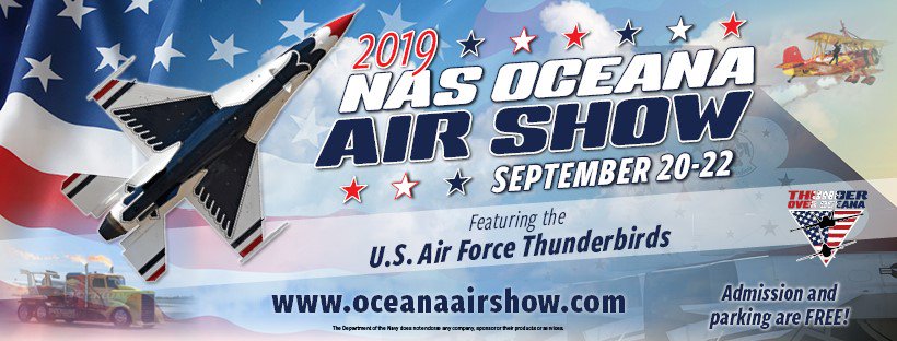 NAS Oceana is very excited to open its base up to the public on Saturday and Sunday, September 21st and 22nd, 2019. This year the NAS Oceana Air Show will present for the first time, the Air Force Thunderbirds! Also, stop by the #NATO tent for swag, games, and prizes!