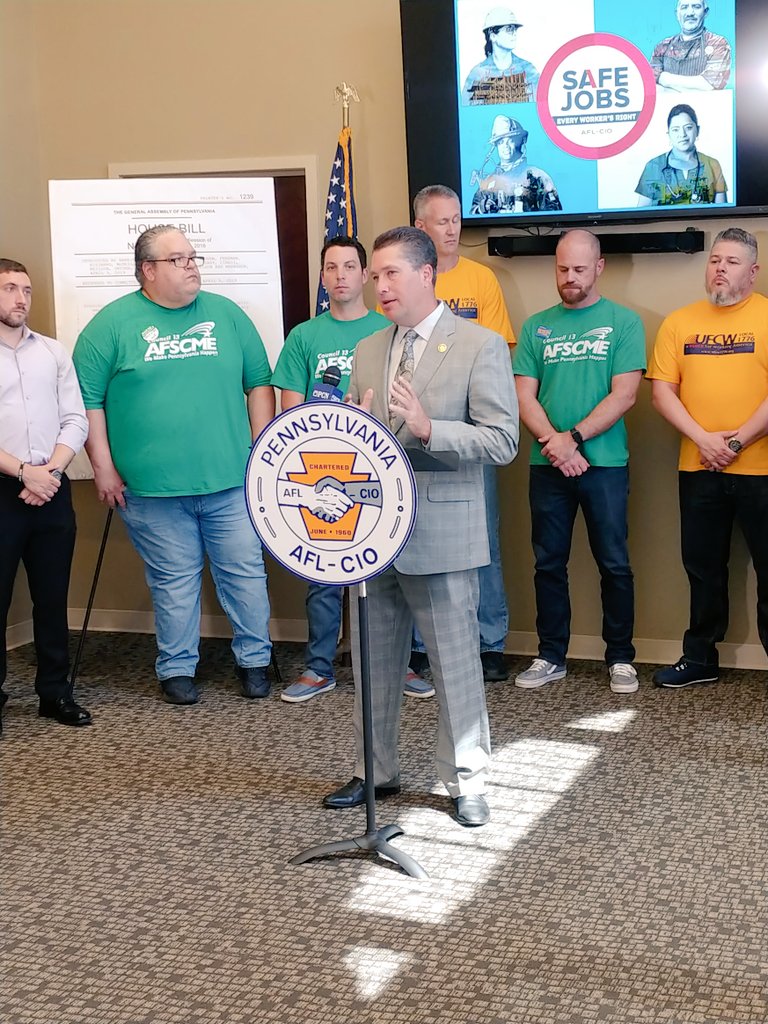 seiu668's tweet photo. Rep. Tom Mehaffie has been a strong supporter of HB 1082--"Employers, public or private, should be able to ensure their workers' safety."
Pennsylvania needs Public Sector OSHA today! #WorkersRights #PublicSectorOSHA https://t.co/3nOuUedJeK