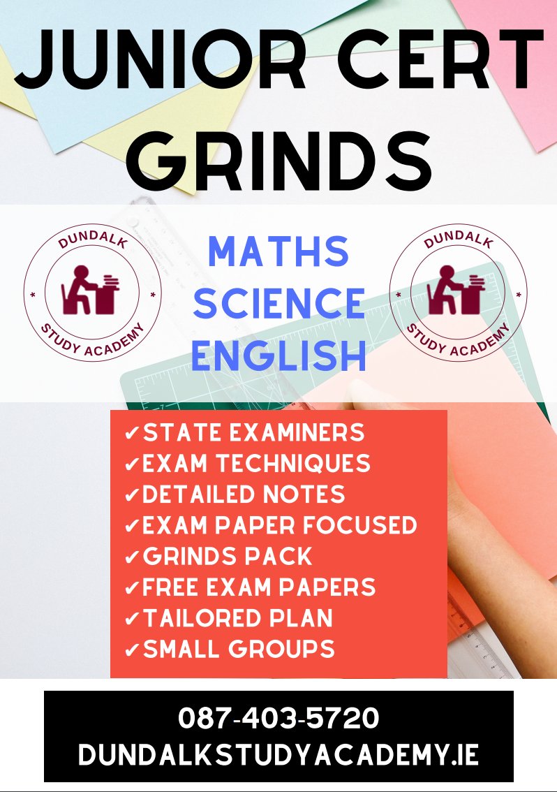 dstudyacademy's tweet photo. JUNIOR CERT GRINDS
#Louthchat #JuniorCert #JCGrinds #JuniorCertGrinds #GrindsDundalk https://t.co/mALwmd9TbD