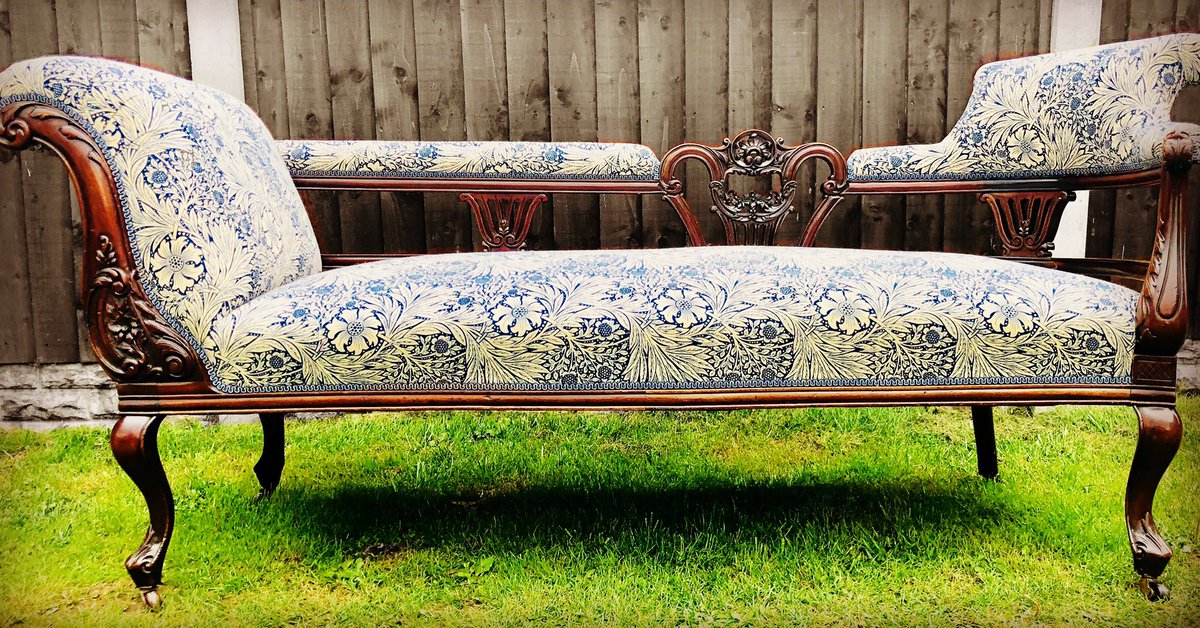 Another piece finished, this William Morris fabric looks great on this Victorian Chaise Lounge #create #loveupholstery