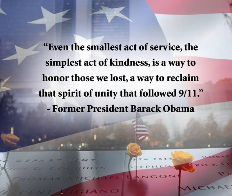 GoBobrekEC's tweet photo. “Even the smallest act of service, the simplest act of kindness, is a way to honor those we lost, a way to reclaim that spirit of unity that followed 9/11.” https://t.co/RPL0fkZe5g