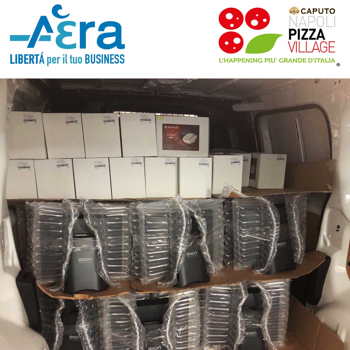 aerasrl's tweet photo. Il furgone è pronto!
Ci avviamo ad installare l'#hardware Axon Micrelec ed il #software #AeraTouch per gestire i punti cassa del Napoli Pizza Village 2019. https://t.co/V2EUQkbGCN