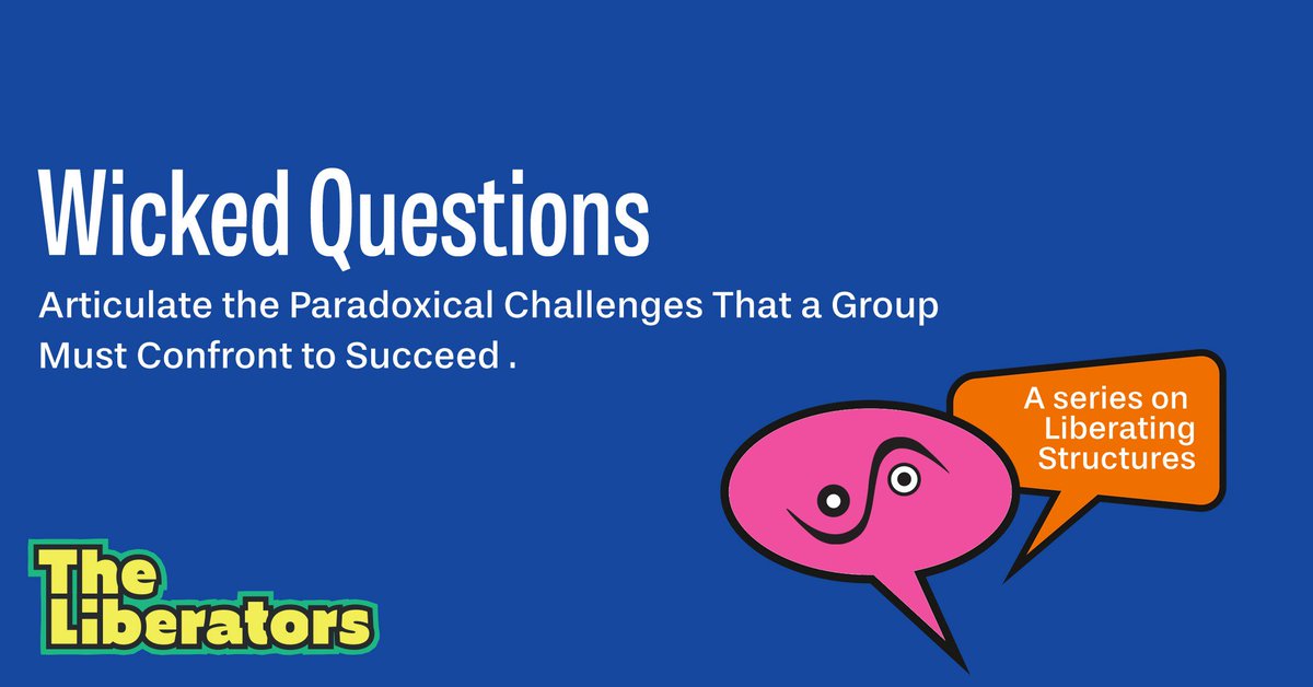 Scrumdotorg's tweet image. The #LiberatingStructure &quot;Wicked Questions&quot; makes paradoxical realities transparent. By doing so, you can engage in deeper strategic thinking and explore new possibilities. Read this blog by @Barryovereem  to learn more: ow.ly/PFAA30pw4lc