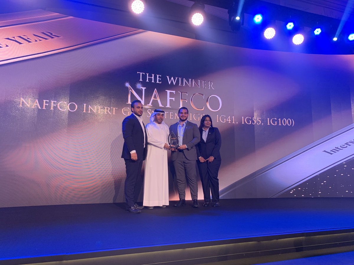 intersecglobal's tweet photo. π Congratulations to @naffco for winning the '#FireSuppression System of the Year' for its entry #NAFFCO #InertGasSystem (IG01, IG41, IG55, IG100).
.
π #IntersecAwards 2019 π
.β β
#Intersecexpo #Intersec #firerescue #Firefighting #FireSuppression #FirePrevention #FireSafety https://t.co/7rR6bcWR2c