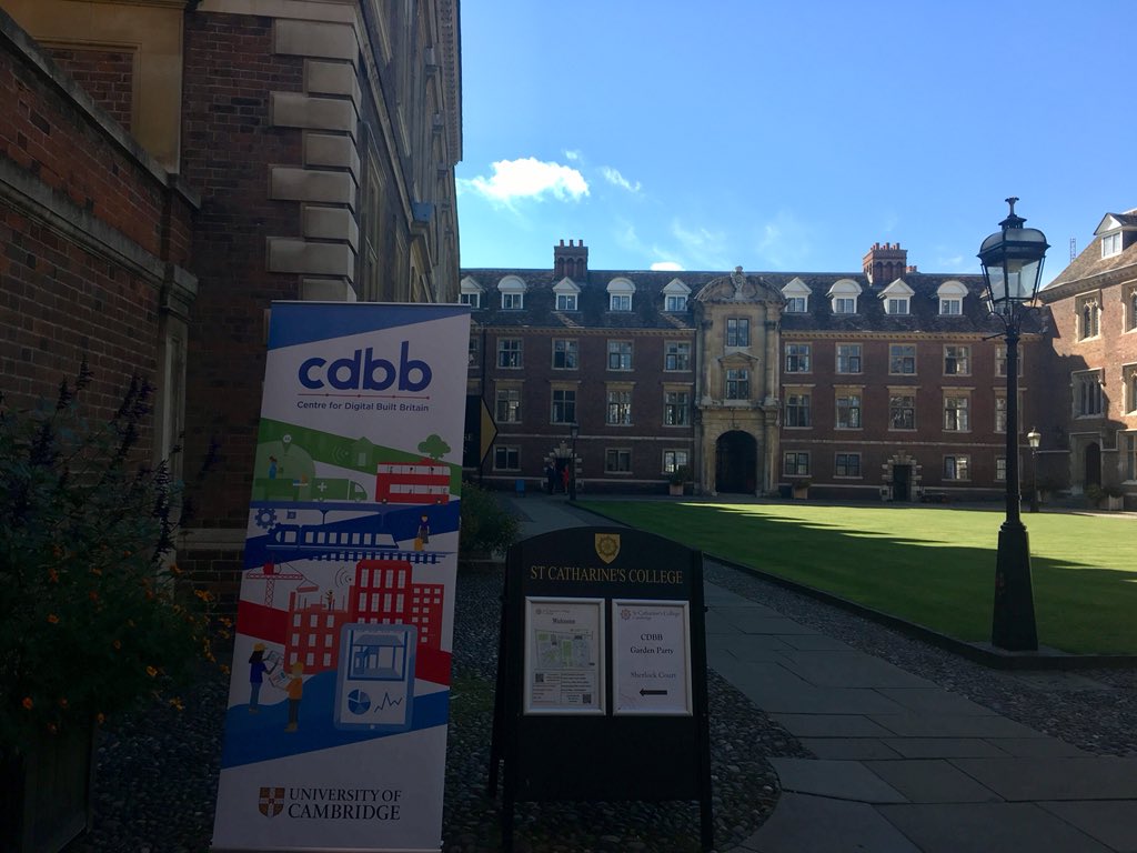 HadeelSafaa's tweet photo. Nice and Sunny garden reception today with @CambridgeCDBB &amp; @theCIOB ☀️ it’s wonderful to see a lot of the #UKBIMCrew gathered in one place and really exciting to share ideas &amp;visions for the future progress of #BIM &amp; #DigitalTwins! #CDBBweek2019 @BIM4Estates #DigitalBuiltBritain https://t.co/z4YrSzUBKu