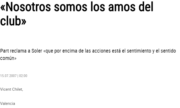 pacopolit's tweet image. Aún recuerdo cuando desde la Agrupación de Peñas se actuó como oposición clara y frontal contra un máximo accionista desnortado y que llevaba el club al abismo.

Corría el año 2007-2008 y su presidente era Jaume Part. 

Otros tiempos, sin duda.

"Los amos del club somos nosotros"
