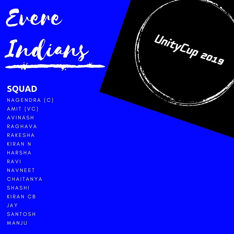 Unitycup2's tweet image. #EvereIndians 🔥 Squad

#UnityCup2019
@ICC @CricketBelgium