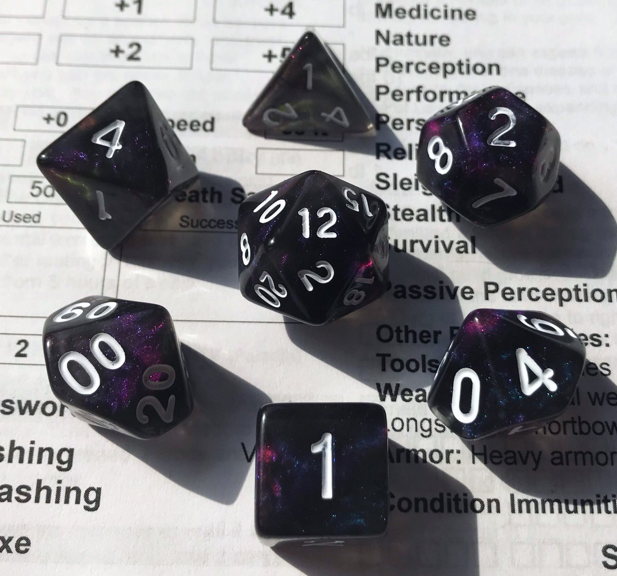 battleaxemage's tweet photo. Die Hard Dice’s dreamwalker moonstones absolutely blew my mind! They look like space in a dice set!
#dice #d20 #dnd #dnd5e #ttrpg #dungeonsanddragons #dicecollection #polyhedraldice #dnddice #dicenerd #dicenerdsontwitter  #battlecrazedaxemage #dieharddice #dreamwalkermoonstone https://t.co/AAZEmQPl7V