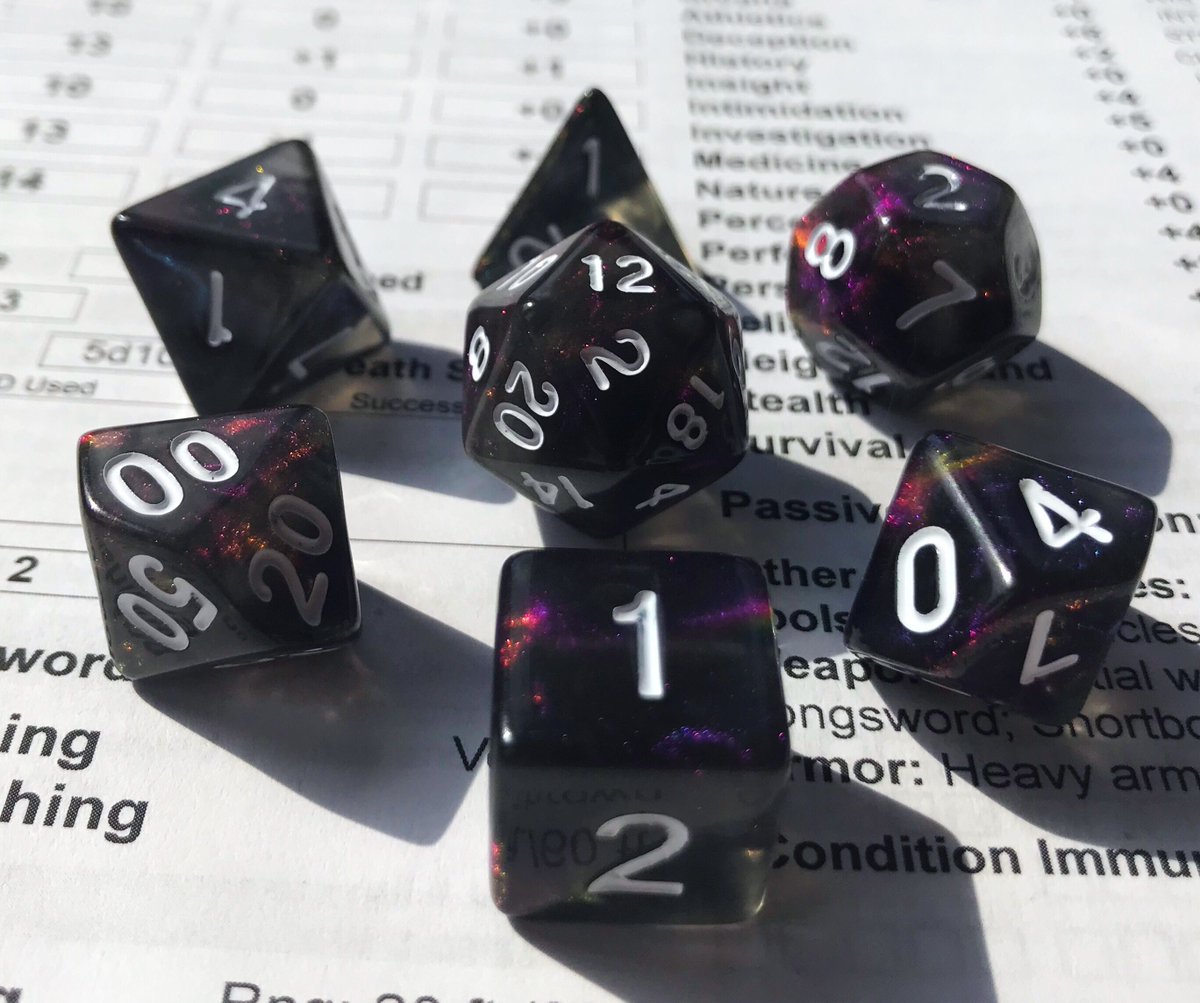 battleaxemage's tweet photo. Die Hard Dice’s dreamwalker moonstones absolutely blew my mind! They look like space in a dice set!
#dice #d20 #dnd #dnd5e #ttrpg #dungeonsanddragons #dicecollection #polyhedraldice #dnddice #dicenerd #dicenerdsontwitter  #battlecrazedaxemage #dieharddice #dreamwalkermoonstone https://t.co/AAZEmQPl7V