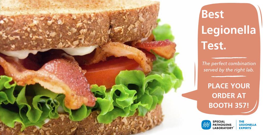 specialpathlab's tweet photo. ORDER UP! The Best Legionella Test is here, and it is delicious! Stop by booth 357 to grab a #BLT served by The Legionella Experts! You can't beat it!

#specialpathogenslab #legionella #legionnairesdisease #AWT #BLT #bestlegionellatest #EndLD #waterbornepathogens #ASHRAE188 #CMS https://t.co/WgP9jgFvgS