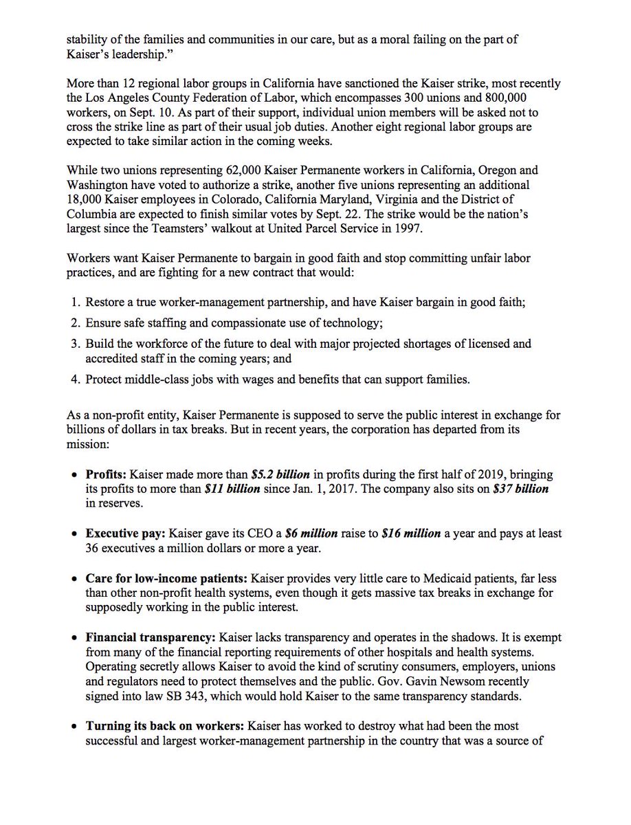 KeepThriveAlive's tweet photo. RELEASE: Support from elected officials, clergy, and labor unions continue to grow for the 80,000+ @aboutKP workers set to strike nationwide in October. https://t.co/Ah404AJEVI