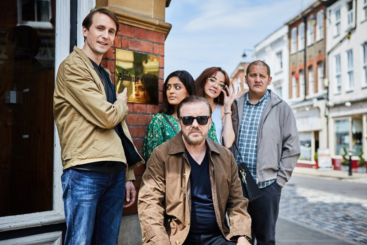 rickygervais's tweet photo. Filming has started on #AfterLife2. What were your favourite things about series one, and who or what would you like to see more of in the next chapter? https://t.co/HDCaAPOJWm