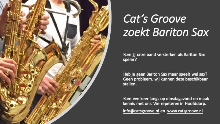 catsgroove's tweet photo. Speel jij #bariton ? Speel mee met @catsgroove bij @PierK in Hoofdorp https://t.co/kvAZxpNNz8