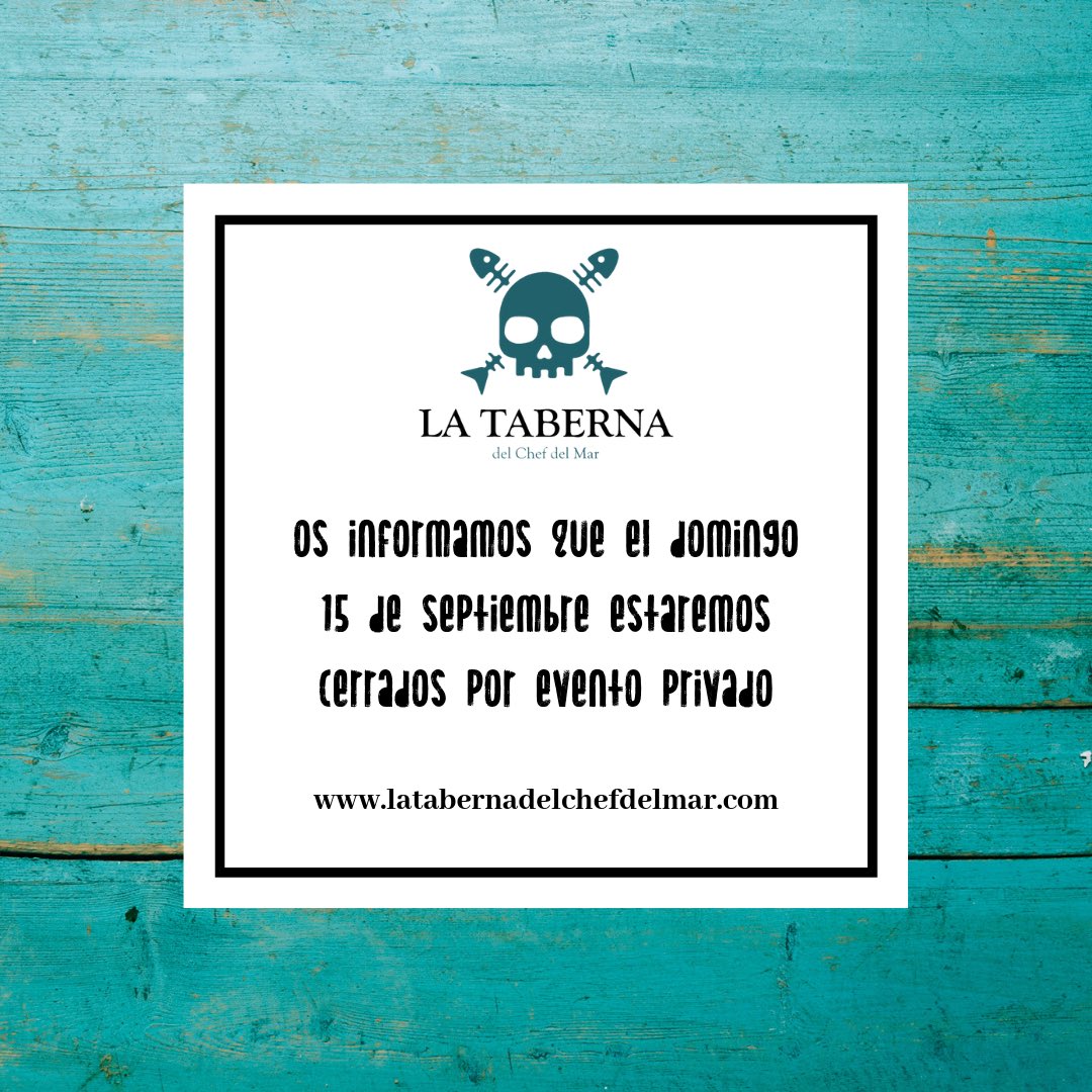 El próximo domingo 15 de septiembre cerraremos por la celebración de un evento privado! Sentimos las molestias ocasionadas 🙏🏽
.
.
.
Due to a private event taking place in our taberna on Sunday the 15th we will be closed! 
Sorry for the inconvenience 🙏🏽🙏🏽