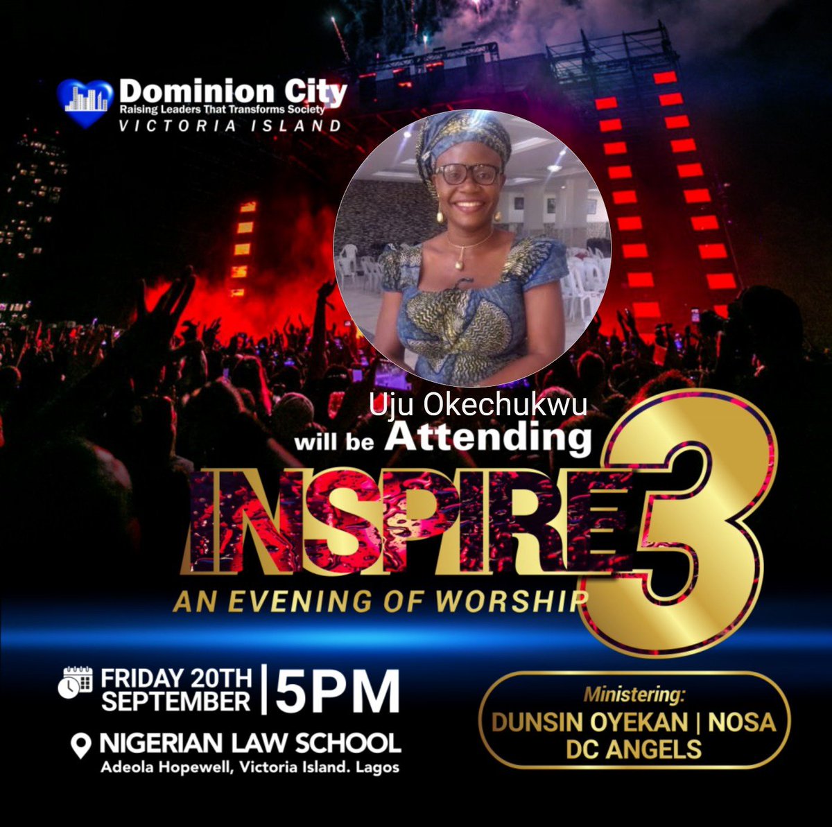 Dominioncityvi's tweet photo. #Inspire3 is confirmed 20/09/19 by 5pm. @pastorokeyeze is hosting. So many have confirmed availability. We hope to have you too; let's worship the Most High. When we worship,He comes Himself for His glory,He will not share with another. #Dunsin, #Nosa & #DcAngels ministering. https://t.co/t5Nkpimv4c