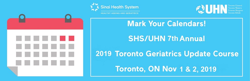 Sinai/UHN Healthy Ageing and Geriatrics Program (@sinaigeriatrics) on Twitter photo Want to learn what this year's top geriatrics-related articles are? Come to our Toronto Geriatrics Update Course to hear Dr. Dov Gandell of <a href="/Sunnybrook/">Sunnybrook Health Sciences Centre</a> review this year's best articles! #MedicalEducation
Register now: sinaigeriatrics.ca/events-and-edu… Want to learn what this year's top geriatrics-related articles are? Come to our Toronto Geriatrics Update Course to hear Dr. Dov Gandell of <a href="/Sunnybrook/">Sunnybrook Health Sciences Centre</a> review this year's best articles! #MedicalEducation
Register now: sinaigeriatrics.ca/events-and-edu…