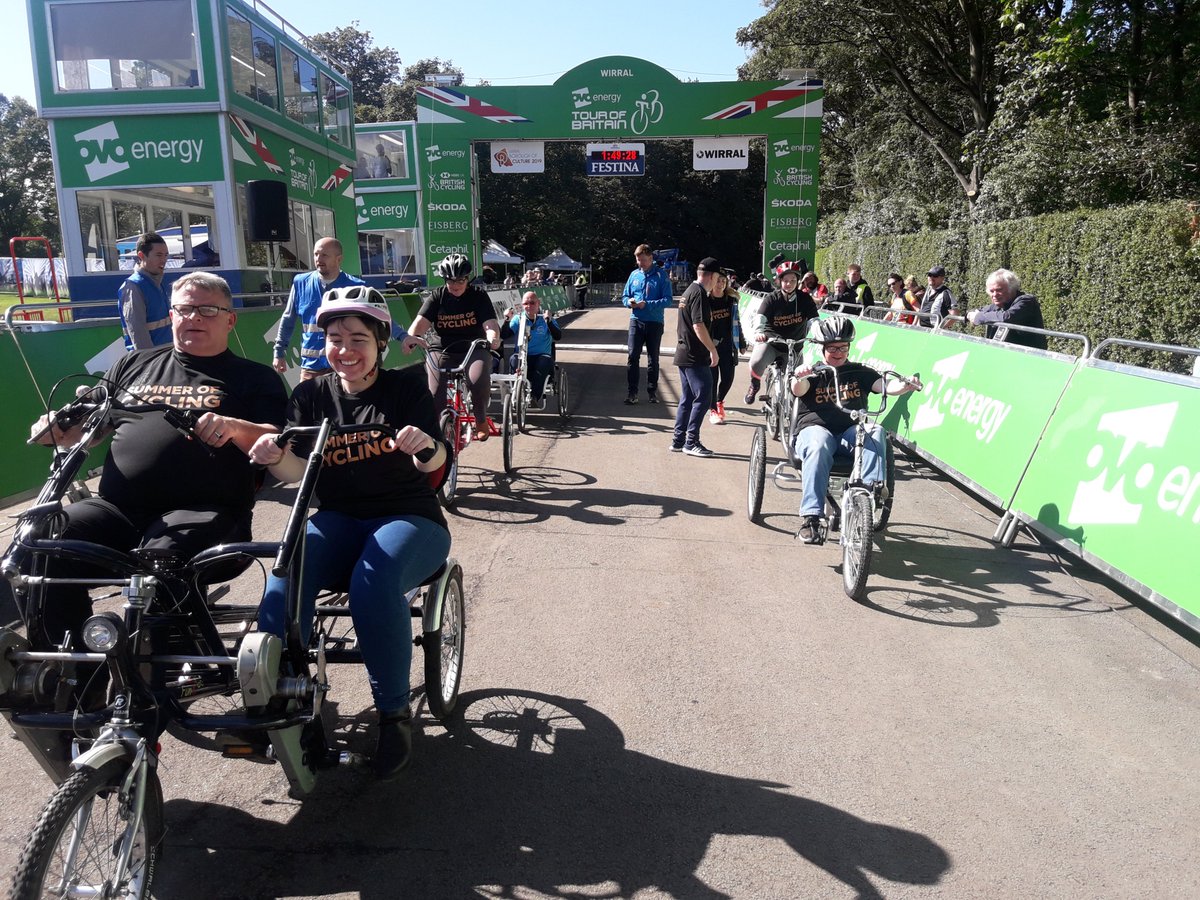 @ijbikeandboots. A great day for our riders in #birkenheadpark for @WFA_Network  and @CyclingProjects  in partnership with @WirralCouncil. Thank you #ovoenergytour for allowing us to ride on our adapted bikes.