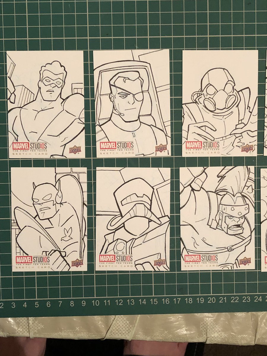 Pjhill81's tweet photo. I wish I could share my current work, instead here’s an insight into my process of the Marvel 10 year Anniversary set I am currently sharing 😊
.
#mcu10 #mcu10years #upperdeck #sketchcards #markerart #tradingcards #marvelcomics #process #sketchcardartist https://t.co/7WwOKysJD4