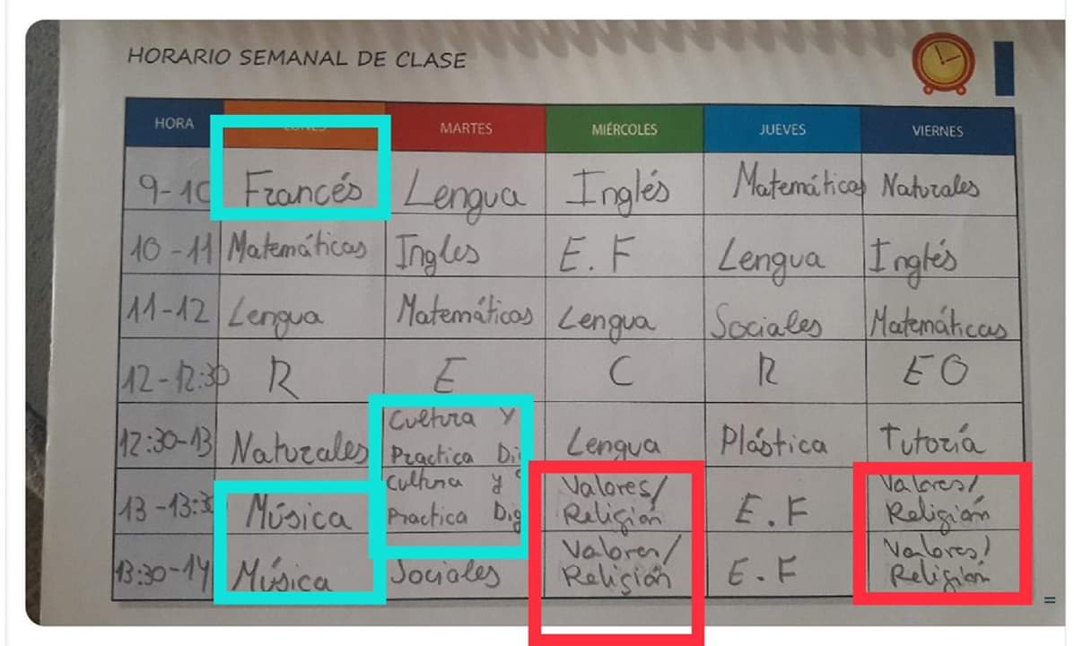Neishon2's tweet photo. Este es el cambio real de @javierimbroda media hora de plástica, 1 de música, 1 de cpd, 1 de francés y 2 de religión. https://t.co/tlMB42I4D9