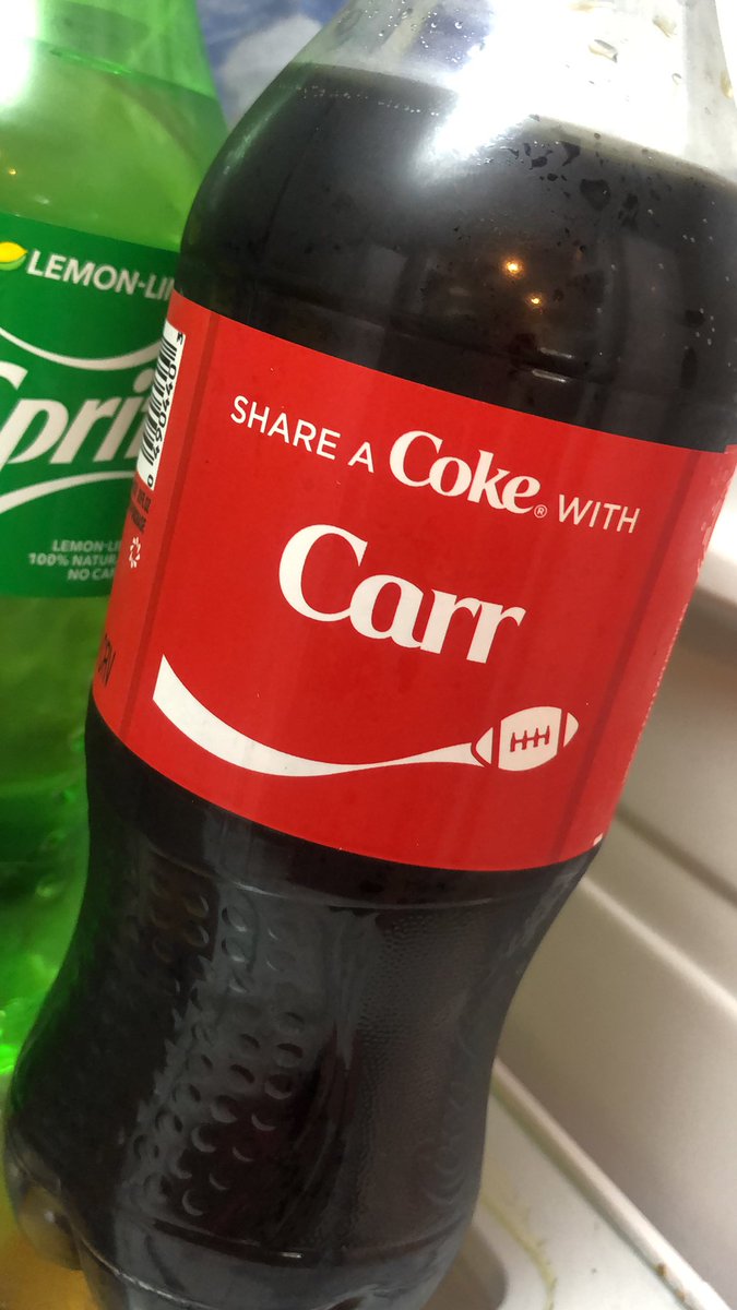 pretty06Stang's tweet image. @Raiders @derekcarrqb #afc #splithouse got the hubs his Coke this morning ☺️🏈🖤