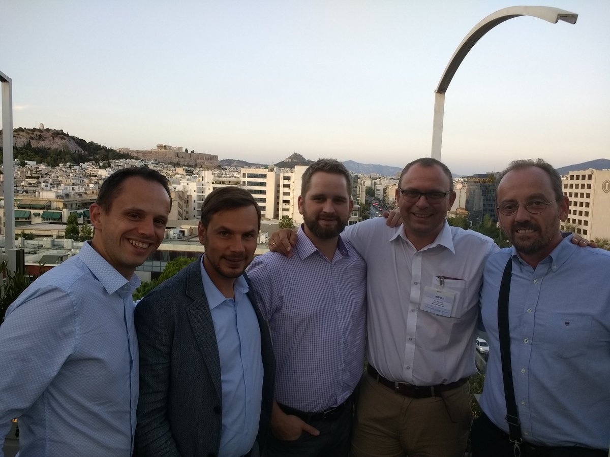 ICSCSR's tweet photo. And finally for tonight, here's a snap of our (ruggedly handsome) organising committee @HelgeJanicke, @AdamWedgbury, Thomas Brandstetter, Richard Smith and Leandros Maglaras.  A huge thank you to everyone that has helped make #ICSCSR a success now and in the future. #ICSCSR19 https://t.co/Csi4eeKljm