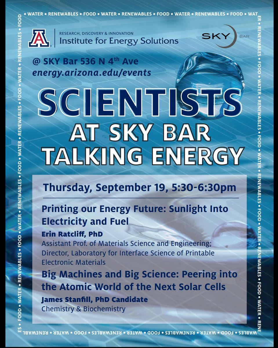 Neelamraju_B's tweet image. Have a beer and learn the new things organic electronics can do. Talk by Dr Ratcliff from @LISPEM_UA. 
@UAresearch @UACarsonScholar @azengineering @UAEnvironment