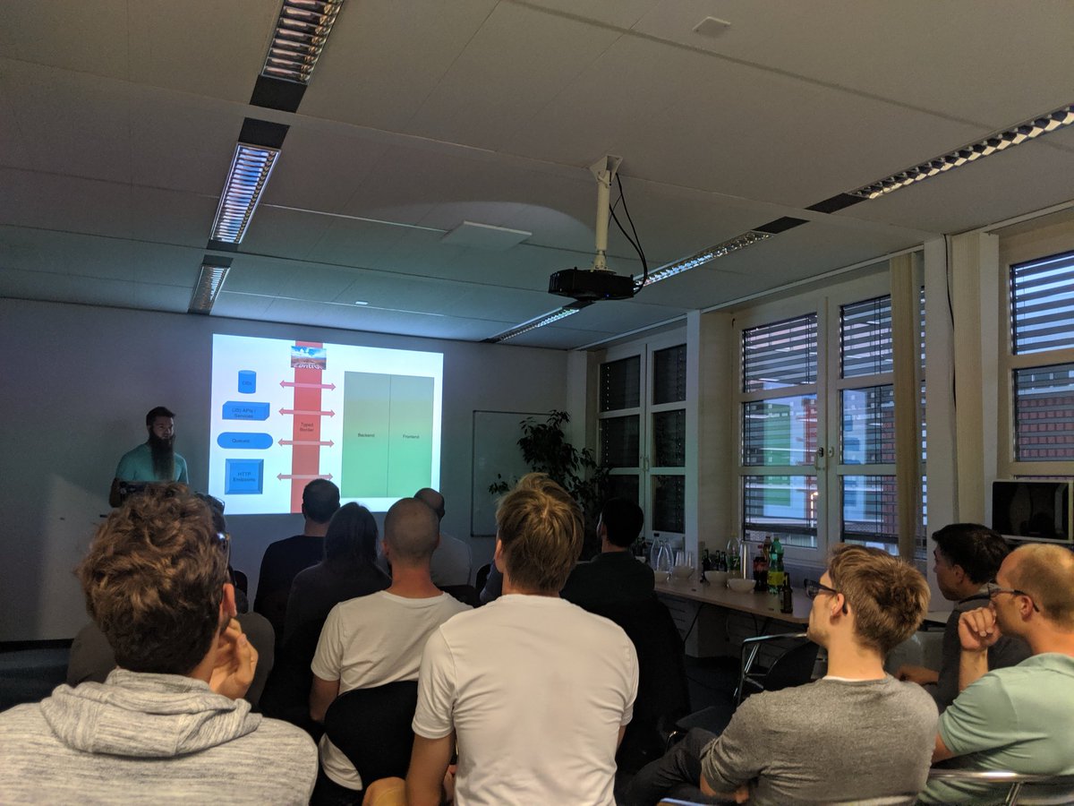 rubydwarf's tweet photo. Having a great time at the Typescript Switzerland meetup 😃 great talks and amazing live coding by @lukaselmer and @sihu89 😍 learned about new Typescript features and writing less code with safer types ✨ https://t.co/8Sk2vienko
