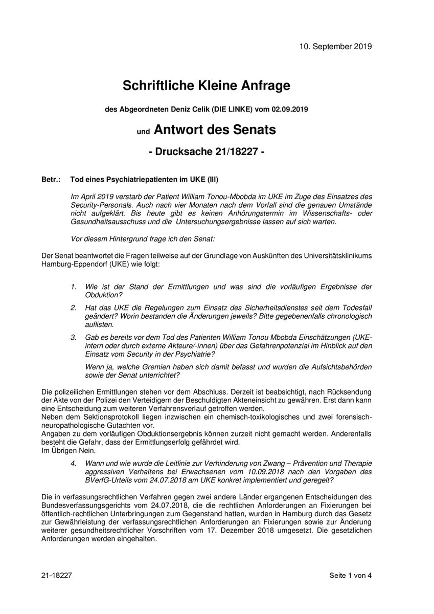OuryJalloh's tweet image. #JusticeForMbobda
Die polizeilichen #Ermittlungen stehen vor dem Abschluss
Nach #Rücksendung der Akte von der #Polizei ist beabsichtigt, den Verteidigern der Beschuldigten Akteneinsicht zu gewähren
Erst dann kann eine #Entscheidung zum weiteren #Verfahrensverlauf getroffen werden
