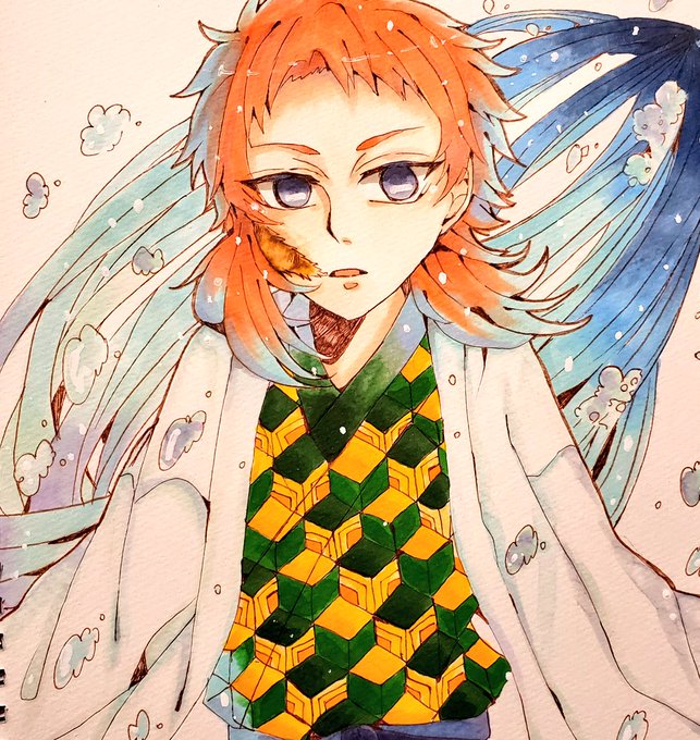 颯黎さんがTwitterに投稿した錆兎(鬼滅の刃)のイラスト。