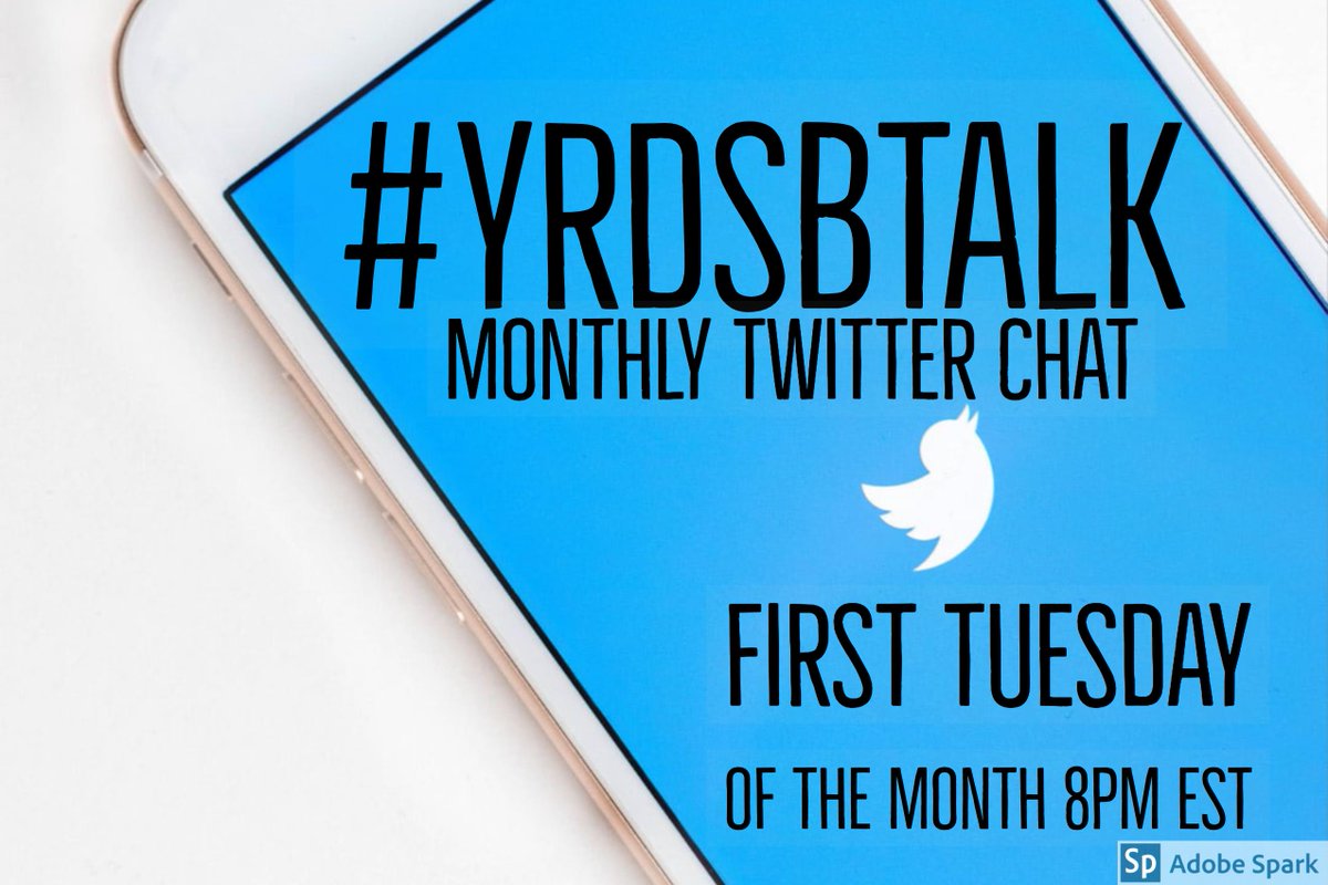 #yrdsbtalk is returning this fall! Continue the online conversation &amp; learning throughout the school year! Join us for our #yrdsbtalk monthly Twitter chats the first Tuesday of each month at 8PM EST. All welcome!