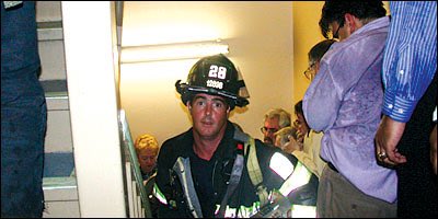 Photograph of fireman, Mike Kehoe was shot by John Libriola who had an office on the 71st floor of the north tower.