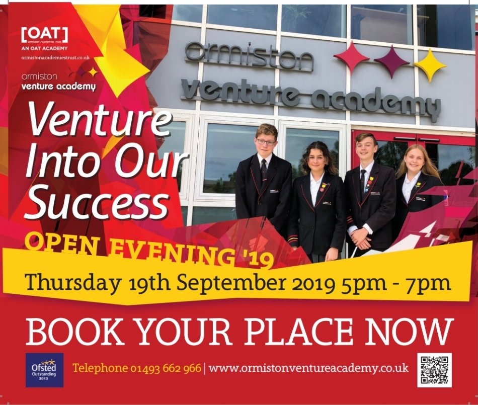 Save the date on the 19th September 5pm to 7pm for our y6 Open Evening.... getting very excited! Ormistonventureacademy.co.uk