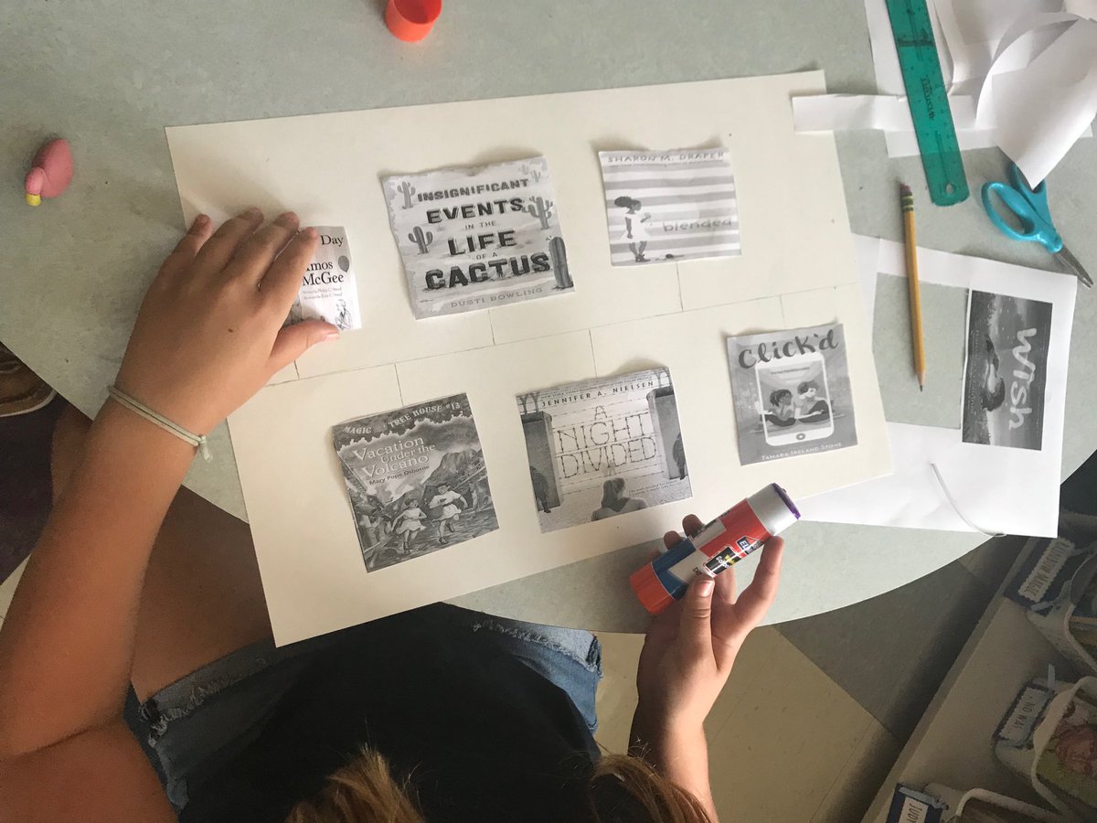 abbott22's tweet photo. 5A students creating their reading timelines. I love seeing what books they choose as favorite! https://t.co/B7T0oA6DMf
