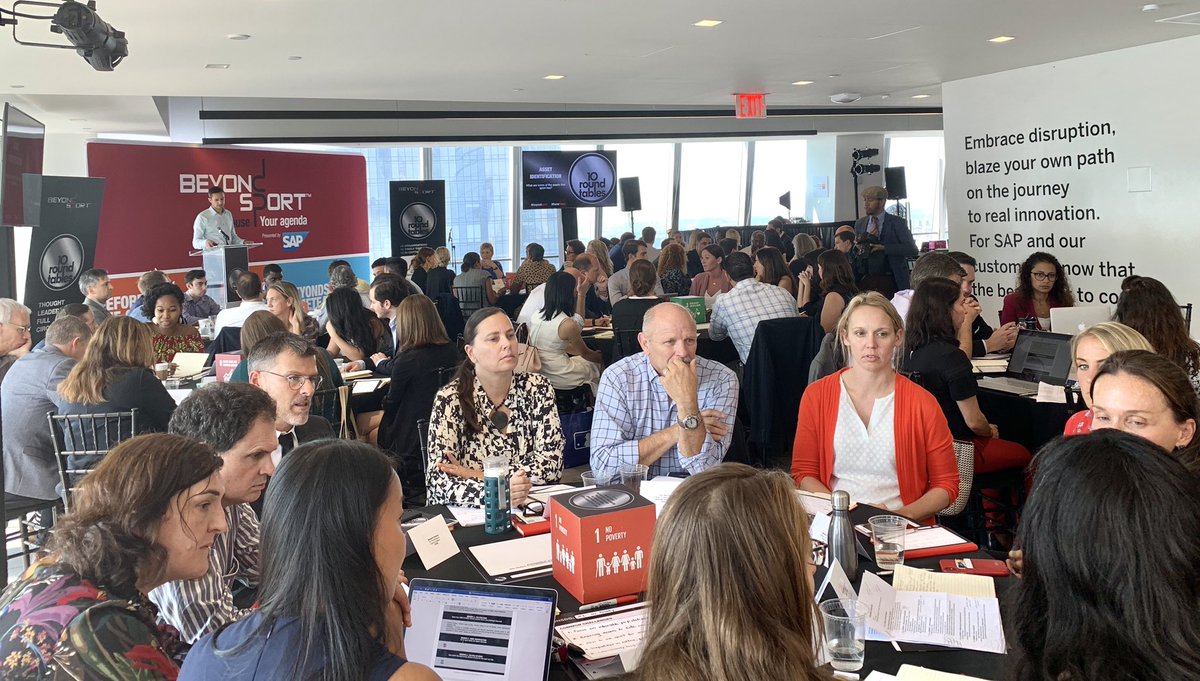 rosenbergann's tweet photo. It’s a full house at #SAPNextGen bringing together change makers and thought leaders to collaborate for solutions to the #SDGs! We are excited to hear the amazing progress at the @BeyondSport House 10Roundtables 🙌 #SameTeam https://t.co/37R8hWo4XZ