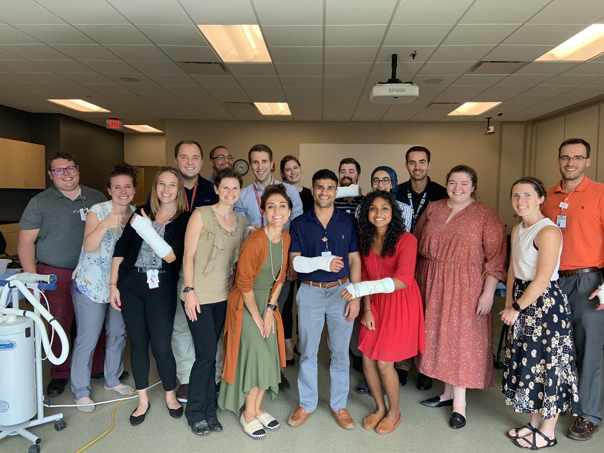 BethPanchalMD's tweet photo. This is how we do casting and splinting at @OSUWexMed Family Medicine Residency Program! Thanks for your help Sports Medicine Fellows!!
#OhioStateFM
#learningisfun
#happybirthdayShreya https://t.co/ABrBa6C9T8