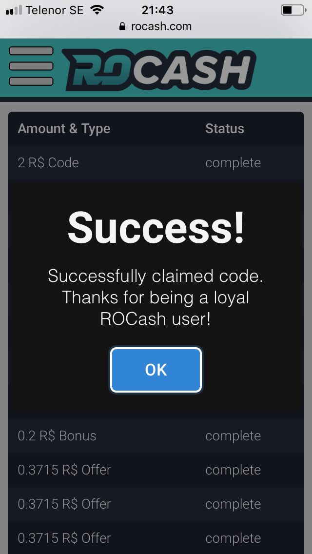 Rocash Com On Twitter Code Drop Use Code Apple Redeem On