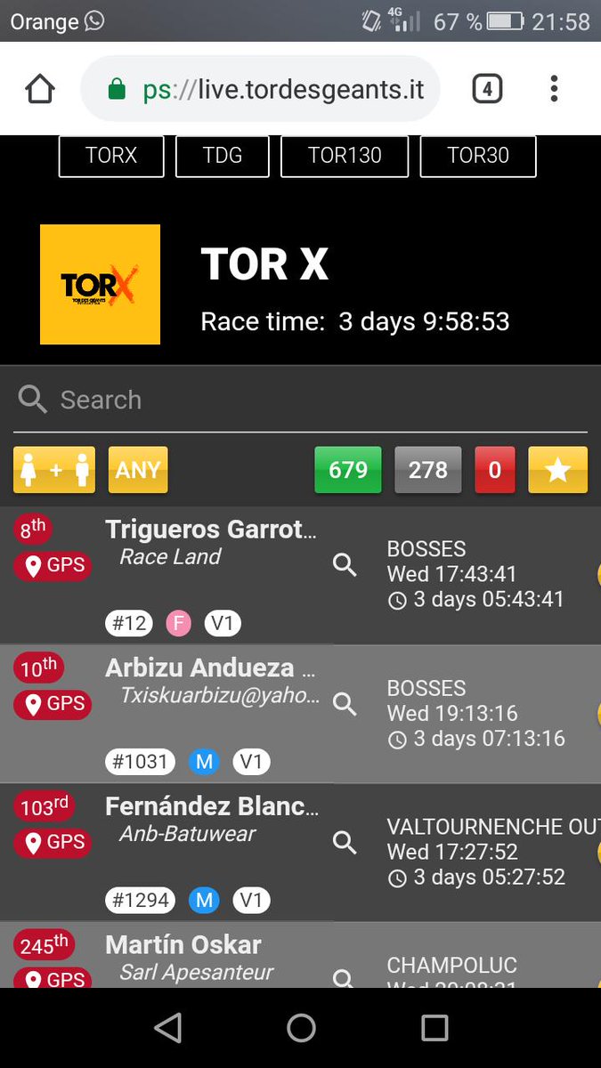 EHultratrail's tweet photo. #torlive
📍Gresoney 205/330
Siguen todos en carrera.
Ppr otro lado Silvia primera con unas 5 horas de ventaja y 8 general. Patxi Arbizu 10 general. Los dos han pasado por Bosses km 308/330.
#tordesgeants #torX https://t.co/jsxdk7xc5I