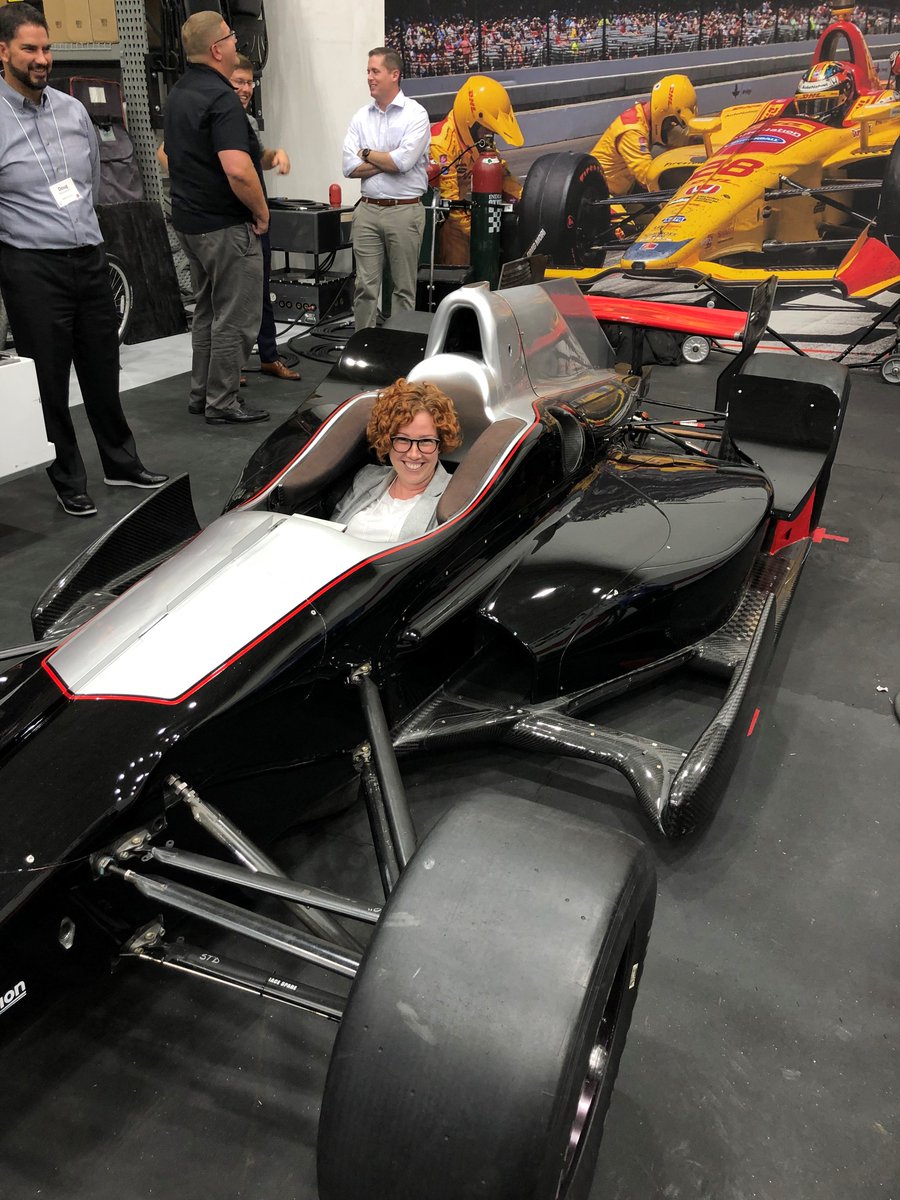 Wow, what a driver station! That’s actually a $30k steering wheel from an Andretti Autosport Indy car (and <a href="/mlong603/">Michelle Long</a> behind the wheel). Thanks to the <a href="/usairforce/">U.S. Air Force</a> and @FollowAndretti for hosting yesterday’s STEM collaboration meeting.