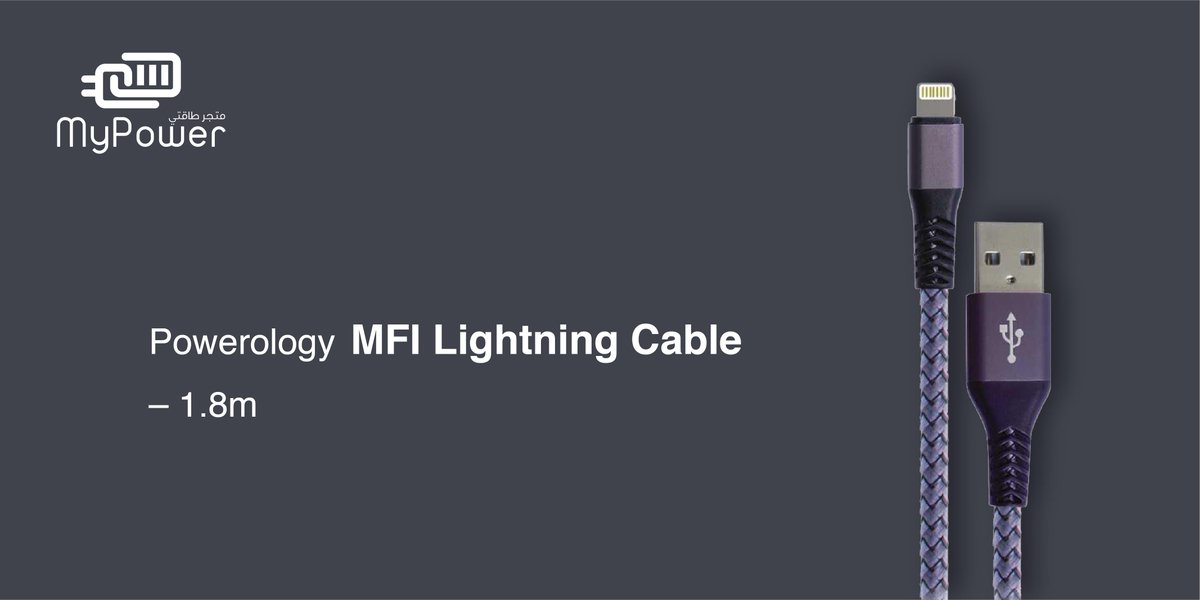 MypowerSa's tweet photo. Powerology MFI Lightning Cable – 1.8m 

Features: 

Reduced cord resistance maximize charge speed.
Supports Apple 2.4A fast charging.
Meets the data-transfer needs of iPhone and iPad.

#power https://t.co/UW73TxqRsK